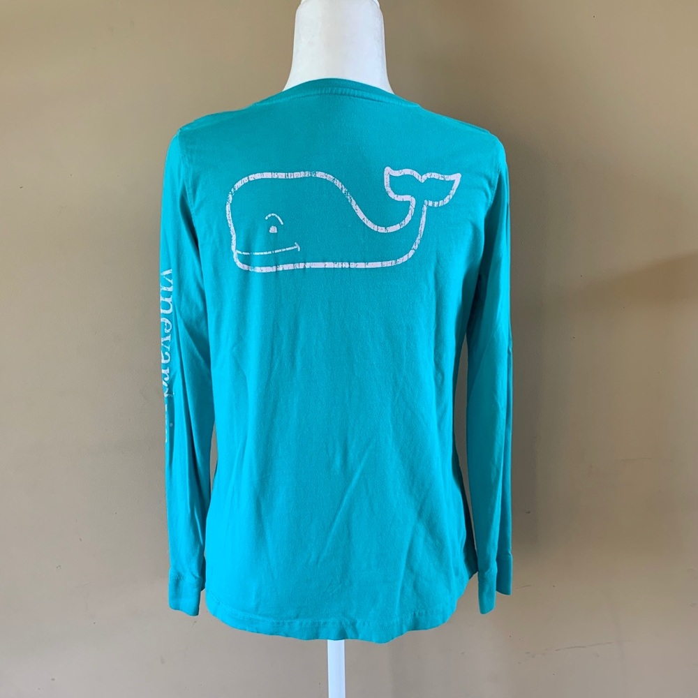 Vineyard Vines Teal Blue Whale Graphic Shirt Small